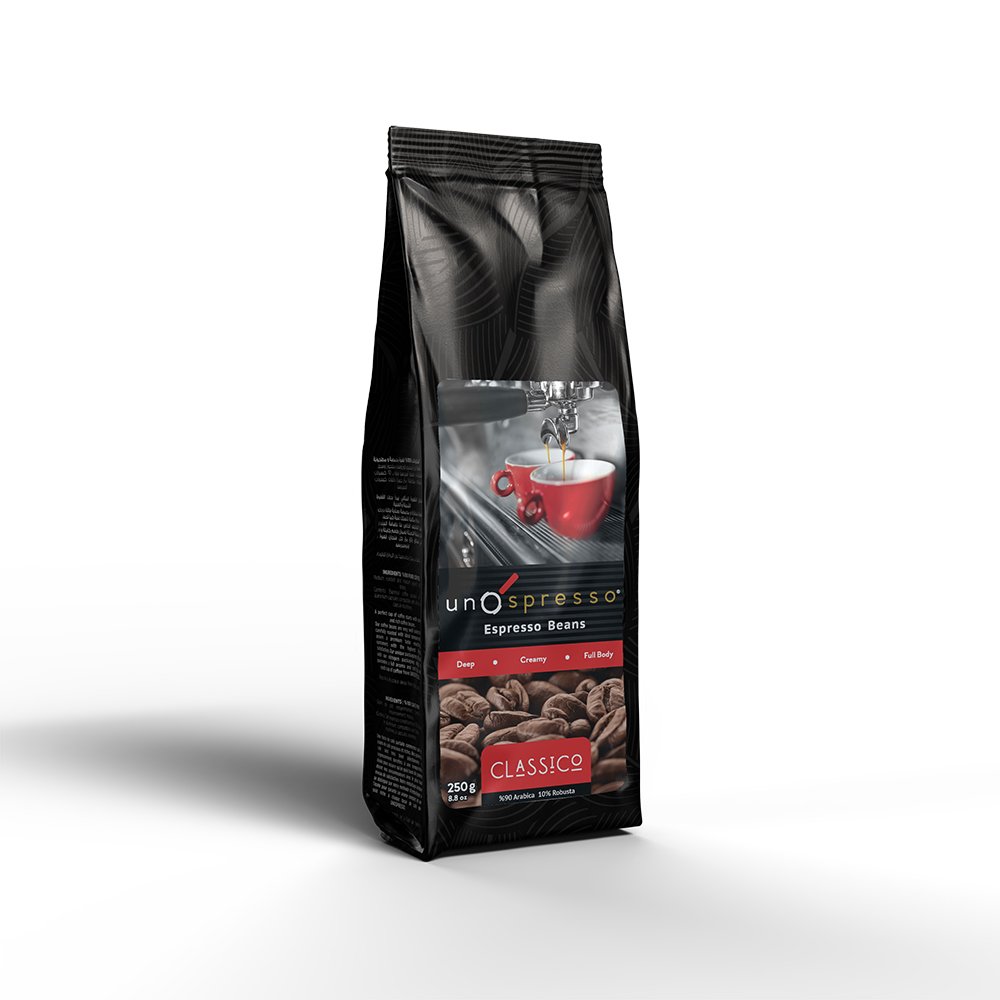 Classico - Uno Spresso - Espresso Coffee Beans - 100% Natural from the Finest Coffee Fields - Smooth - 250g