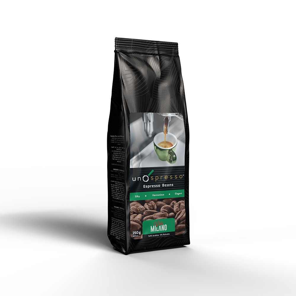 Via Milano - Uno Spresso - Espresso Coffee Beans - 100% Natural from the Finest Coffee Fields - Smooth - 250g