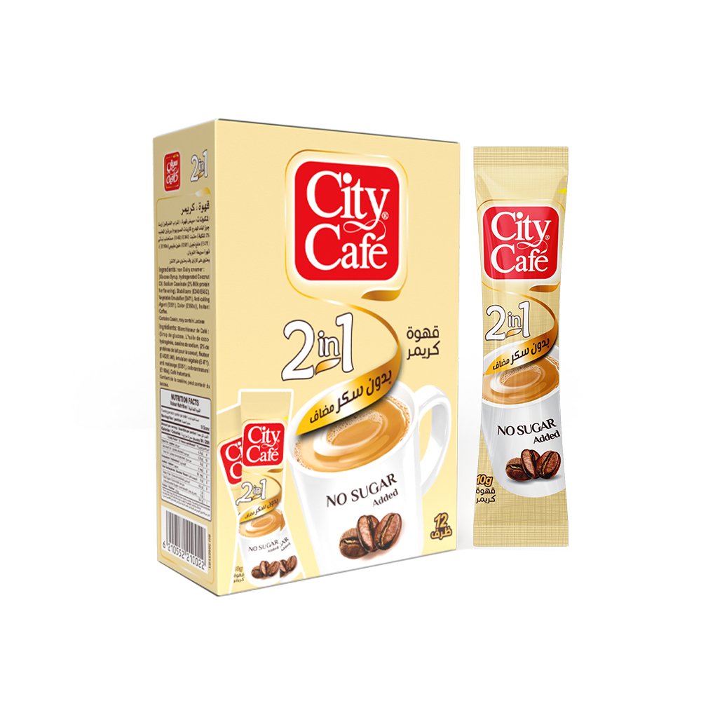 علبة 2×1 سيتي كافيه بدون سكر – 12 ظرف 12 كوب قهوة سريعة نكهة صافية 100% من أجود الحبوب، خالية من السكر