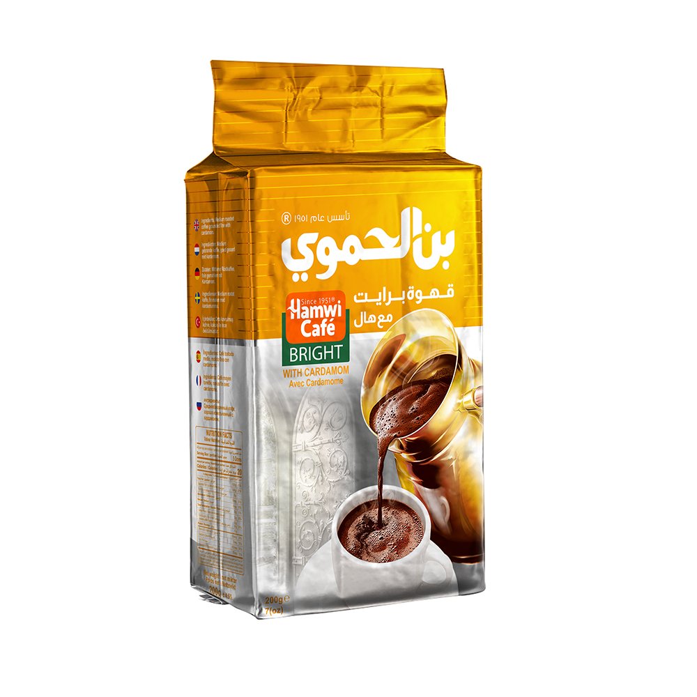 قهوة بن الحموي التركية برايت فاتحة مع هال خفيف (200غ) - أفضل حقول القهوة بالعالم (الارابيكا والروبوستا) - 100% قهوة طبيعية بدون اى إضافات