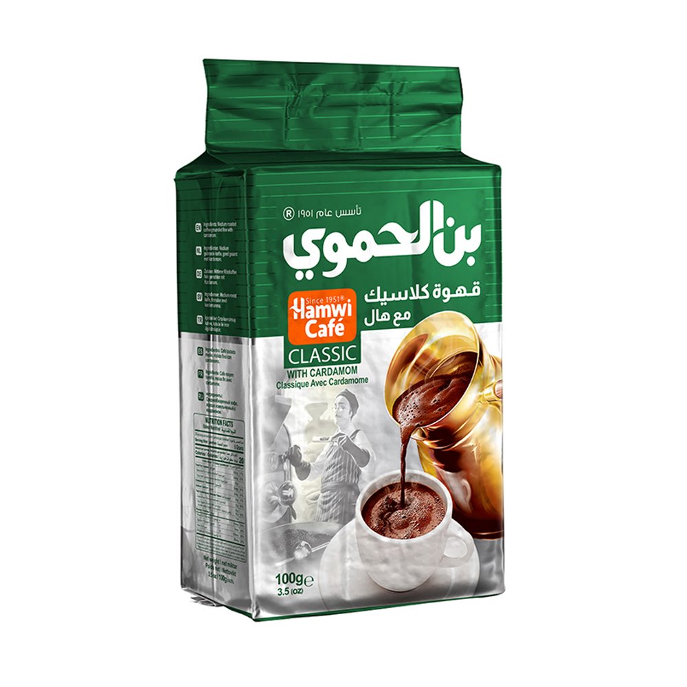 قهوة بن الحموي التركية كلاسيك وسط مع هال وسط (100غ) - 100% قهوة طبيعية من أجود حقول القهوة العالمية. مزيج أرابيكا وروبوستا بنكهة هال متوازنة