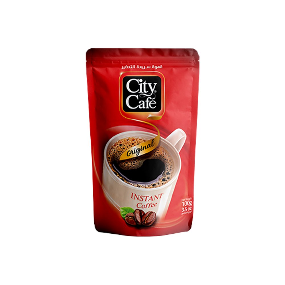 قهوة سيتي كافيه أوريجينال السريعة بكيس 100غ نكهة قوية ورائحة ذكية، تحضّر كوب مثالي خلال ثواني. عملي وسريع لكل الأوقات