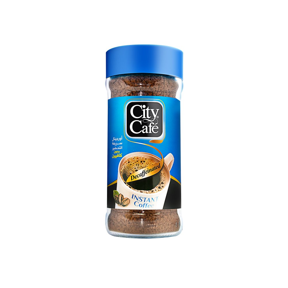 سيتي كافيه أوريجينال منزوع الكافيين مرطبان 80غ يكفي 40 كوب، نفس النكهة الرائعة من دون تأثير الكافيين